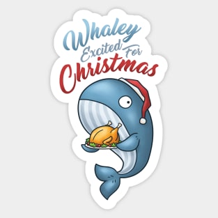 Whaley Excited for Christmas Whale Sticker